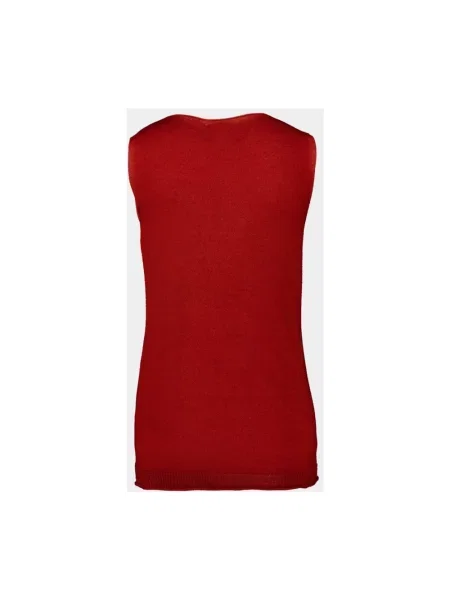 Sweter 120% Lino wełniany bez rękawów czerwony