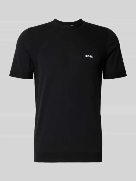 T-shirt o kroju regular fit z mieszanki bawełny model ‘MOMENTUM’ Boss Green czarna