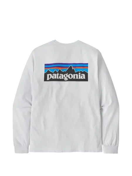 Lung tricou Patagonia cu imagine alb