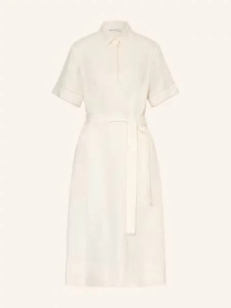 Peserico Lniana Sukienka Z Kamieniami Ozdobnymi weiss