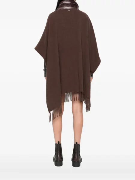 Matlasat poncho Herno cu franjuri maro