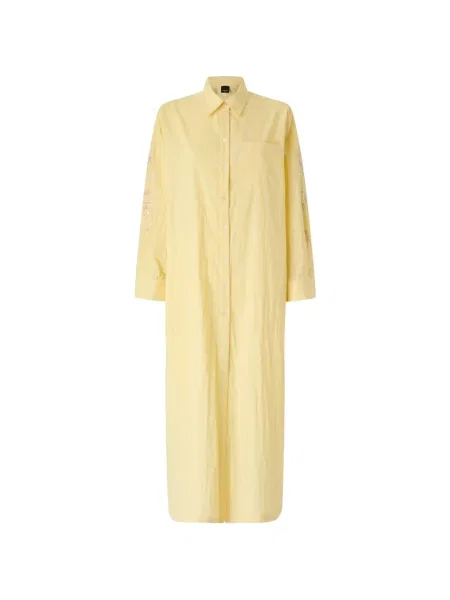 Lung rochie Pinko cu broderie cu dungi galben