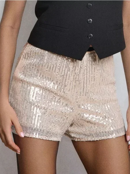 Шорти з паєтками нюдовий