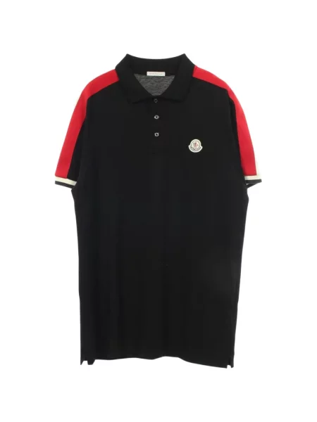 Koszulka polo Moncler w paski czarna