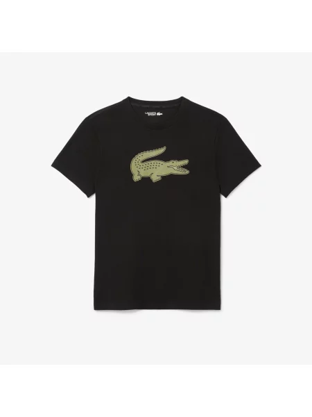 Lacoste T-Shirt Z Okrągłym Dekoltem Z Nadrukiem Regular Fit czarny