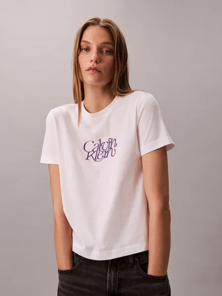 Calvin Klein Jeans Tricou lila alb