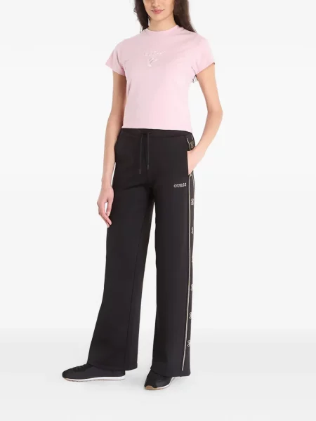 Pantaloni Guess alergare cu autograf negru