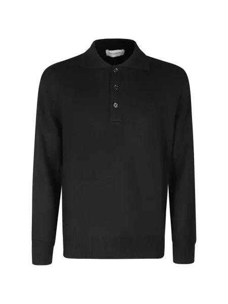 Lung tricou polo Paolo Pecora tricotate negru