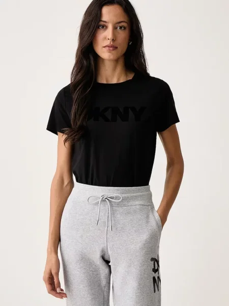 DKNY kratka majica z bombažem črna