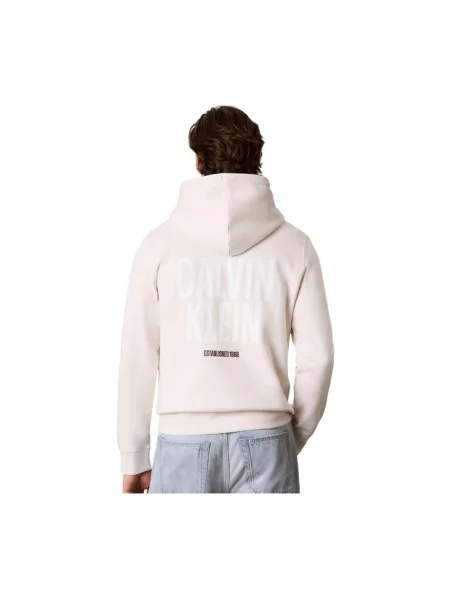 Bluza z kapturem Calvin Klein z kapturem beżowa