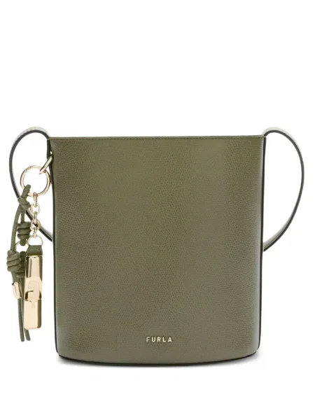 Kožna torbica bucket Furla zelena