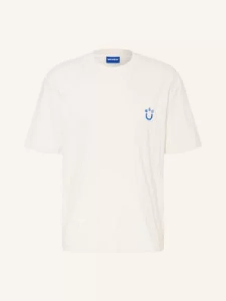 Damski t-shirt o kroju regular fit z froty Hugo Blue niebieska