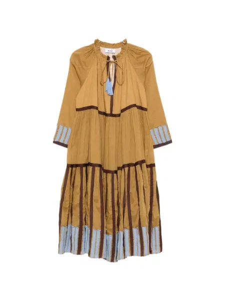 Warstwowa sukienka midi Niu' do kolan garniturowa zielona