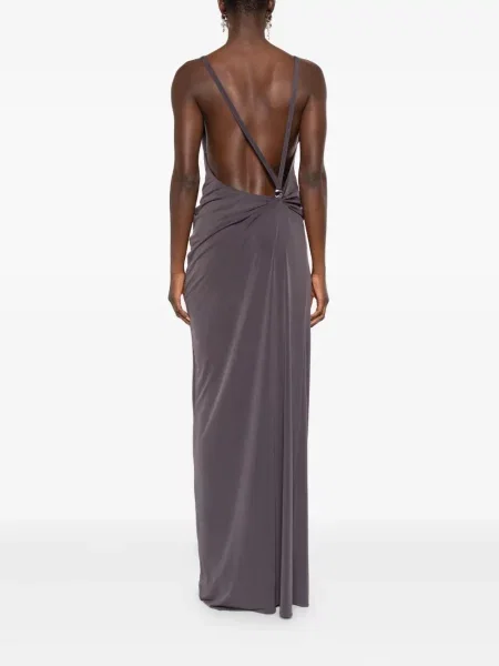 Rochie Coperni drapată de costum maro