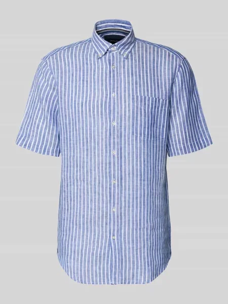 Koszula casual z lnu krój regular fit Christian Berg Men niebieska