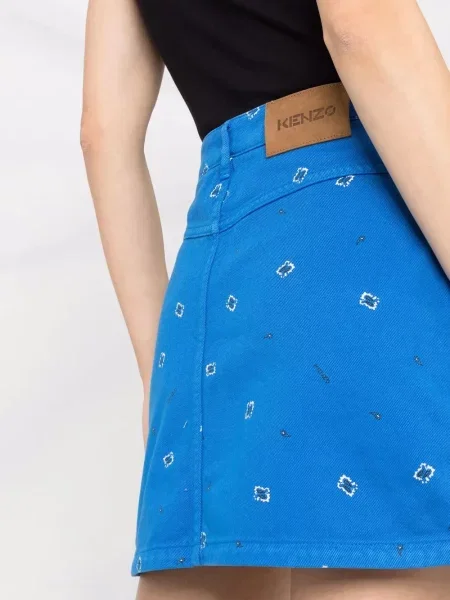 Sukně Kenzo s potiskem s paisley potiskem modré