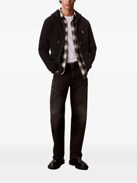 Hanorac cu glugă Calvin Klein Jeans cu imagine negru