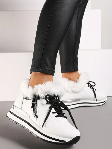 Ghete cu șiret și blană Gameda albe