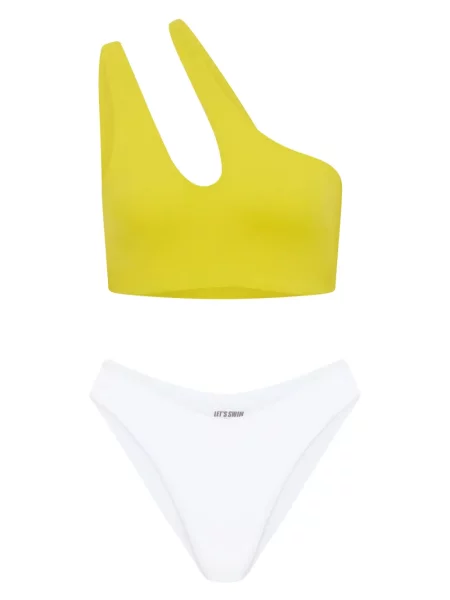 Bikini Let's Swim cu un umăr gol galben