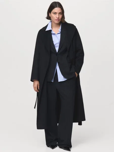 Пальто MANGO вовна/поліестер чорний