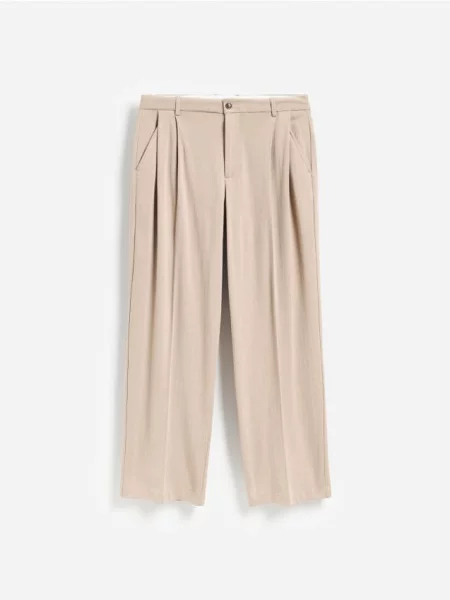 Reserved Pantaloni loose la dungă bej