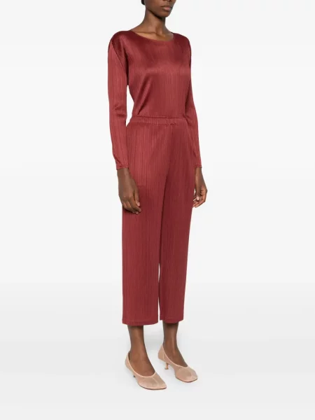 Pantaloni Pleats Please Issey Miyake plisate maro