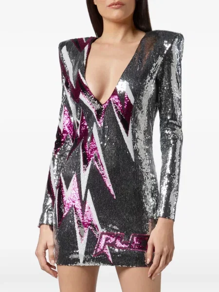 Rochie mini Philipp Plein cu paiete cu decolteu în V