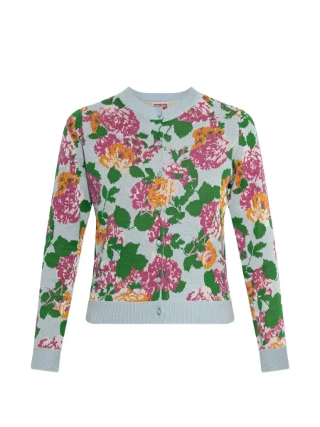 Cardigan Kenzo cu model floral tricotate cu imagine albastru