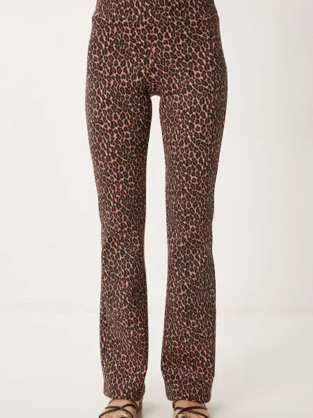 Happiness İstanbul Pantaloni brocart / maro deschis negru