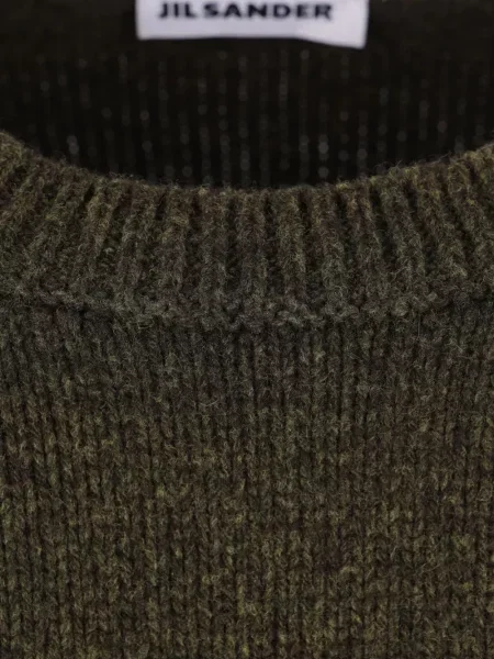 Sweter Jil Sander wełniany z okrągłym dekoltem zielony