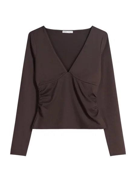 Bershka Tričko čokoládová