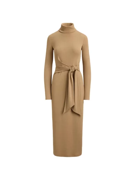 Rochie midi Lauren Ralph Lauren cu legături maro