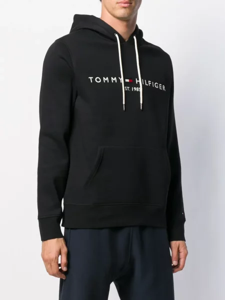 Mikina s kapucí Tommy Hilfiger s potiskem černá
