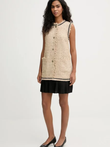 Сукня з домішкою вовни Karl Lagerfeld mini пряма бежевий