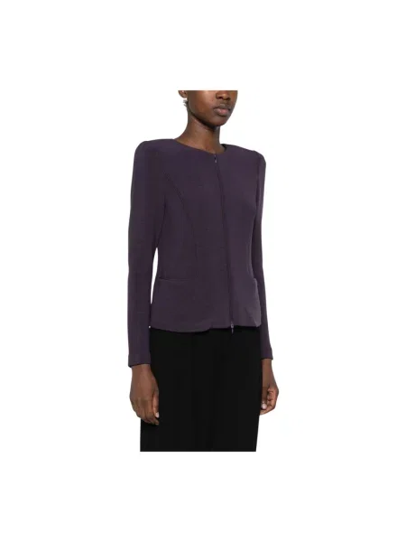 Dzianinowa kurtka Emporio Armani fioletowa