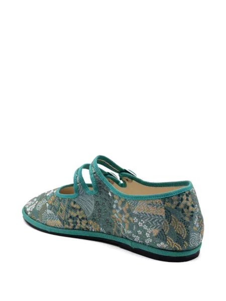 Virágos jacquard balerina Gondolina zöld