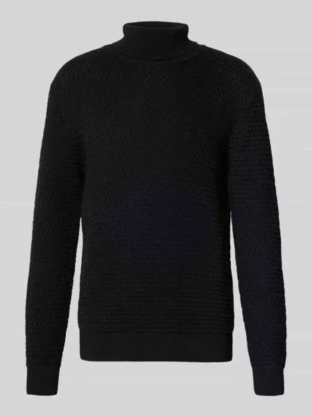 Sweter z wywijanym kołnierzem z prążkowanymi wykończeniami Mcneal czarny