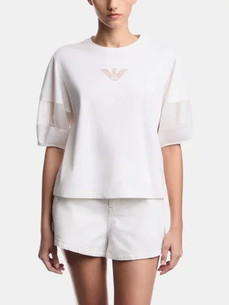 Блуза Emporio Armani бавовна/поліамід білий