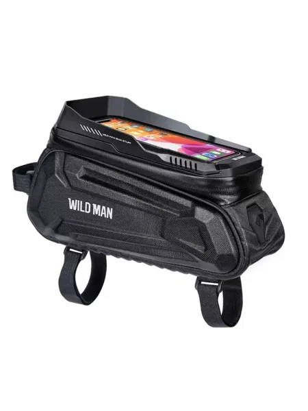 Torba na ramę rowerową z wodoodpornym uchwytem na telefon WILD MAN czarna