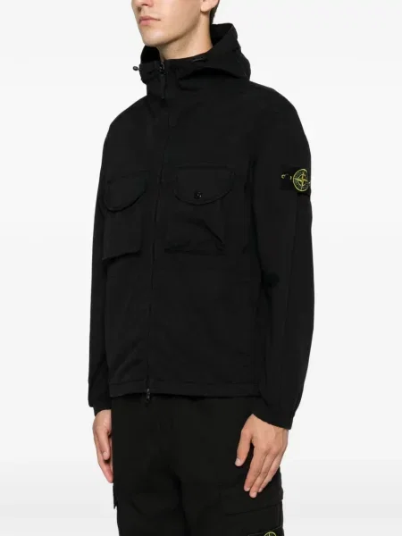Geacă Stone Island cu glugă cu strasuri negru