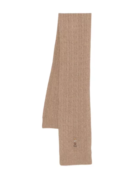 Fular Polo Ralph Lauren plisat cu broderie tricotate maro