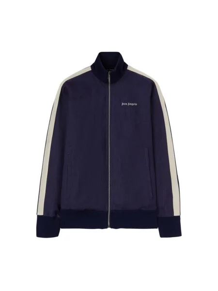 Lniany sweter Palm Angels do biegania z logo niebieski