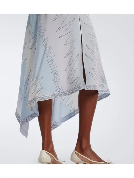 Rochie midi Pucci de mătase asimetrică albastru