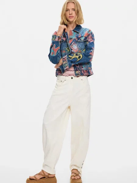 Desigual Prechodná bunda azúrová / denim / pastelovo žltá / koralová modrá