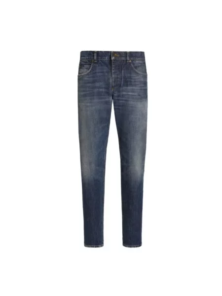 Jeansy Dolce And Gabbana z logo niebieskie