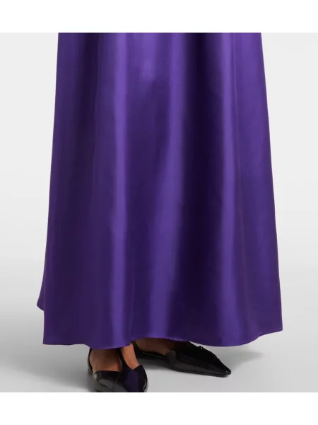 Rochie maxi Max Mara de mătase plisată de costum violet