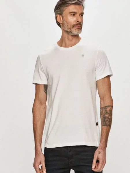 Тениска G-Star Raw мъжка с изчистен дизайн бяло