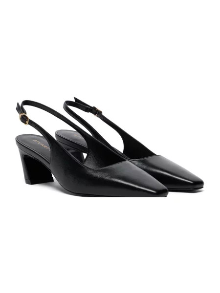 Czółenka Stuart Weitzman skórzana z otwartą piętą czarna