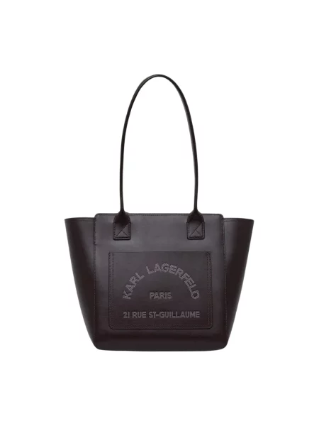 Karl Lagerfeld torebka shopper skórzana brązowa