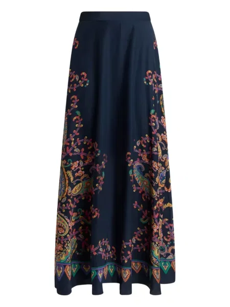 Maksi spódnica maxi Etro z nadrukiem z wzorem paisley niebieska